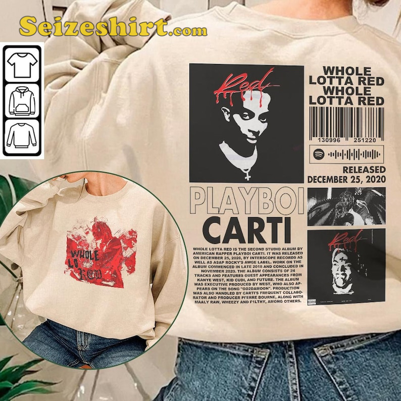 Whole Lotta Red Playboi Carti Hip Hop Streetwear Mens Cotton Black T Shirt