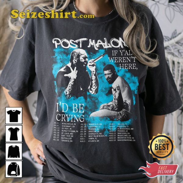 Posty Post Malone Tour 2023 Fan Gift T-shirt