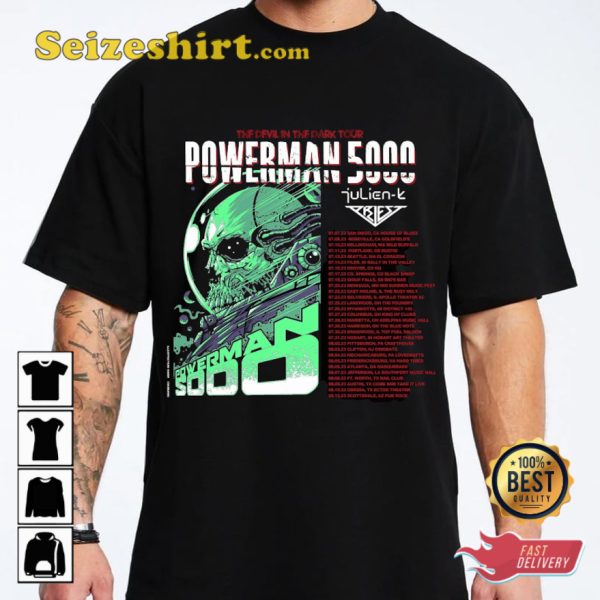 Powerman 5000 Tour 2023 The Devil In The Dark Summer Concert T-shirt