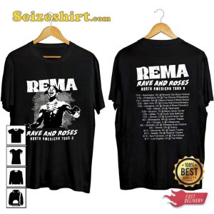 Rema Tour 2023 Rave And Rose North American Concert T-shirt