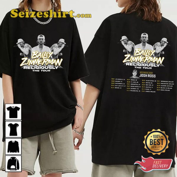 Bailey Zimmerman Religiously World Tour 2024 T-shirt