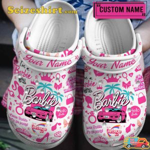 Barbie Movie Cartoon Style Inspired Personalized Custom Name Comfort Clogs