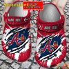 Baseball Personalized Ripped Claw Atlanta Braves Strike with Warrior Spirit Braves Shield Comfort Clogs