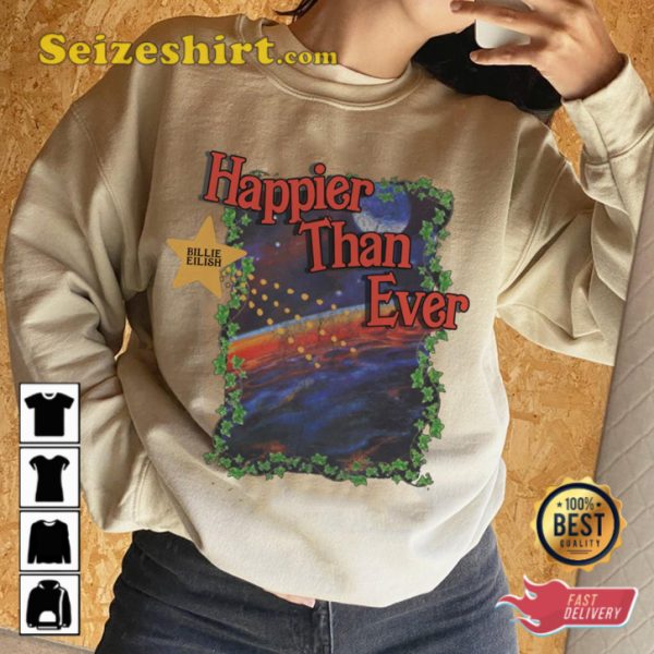 Bilie Eilish Happier Than Ever Barbie The Album 2023 Concert T-Shirt