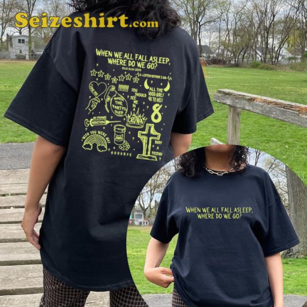 Bilie Eilish When We All Fall Asleep Where Do We Go 2 Sides Concert T-Shirt