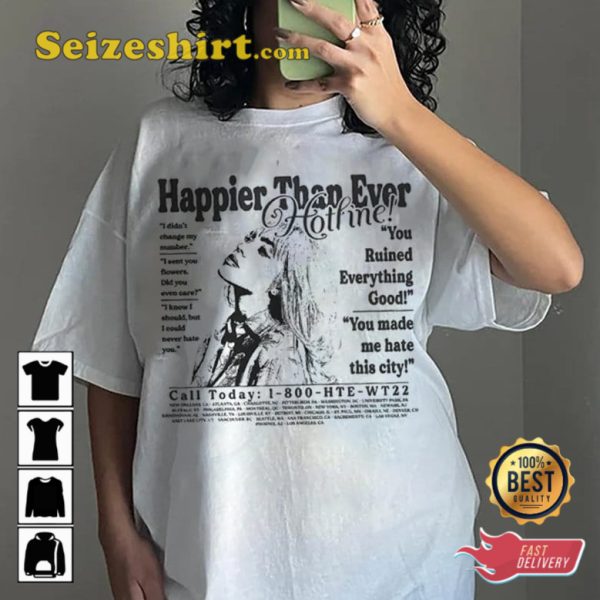 Billie Eilish Album Happier Than Ever Graphic T-shirt