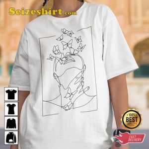 Butterfly Woman Face Line Art Indie Aesthetic T-Shirt