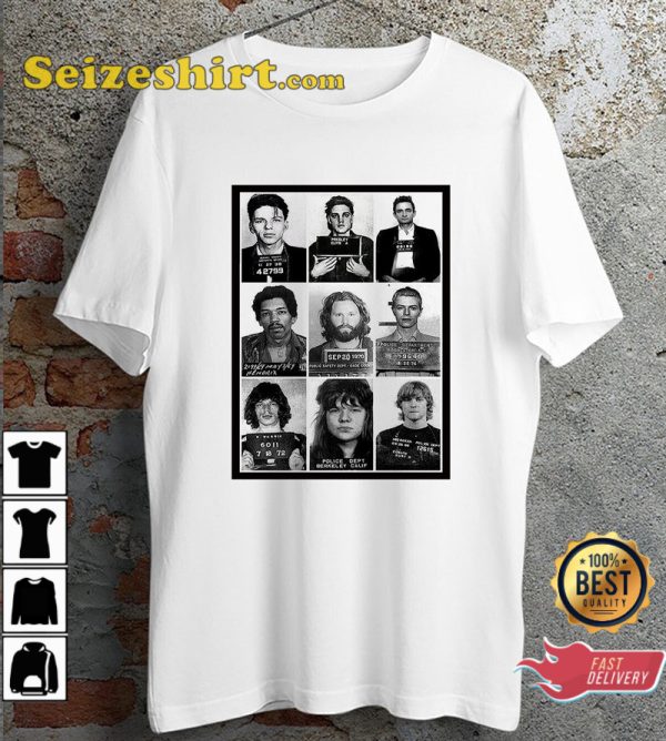 Celebrities Mugshot Rock Stars Funny Parody Ideal Gift Present T-Shirt