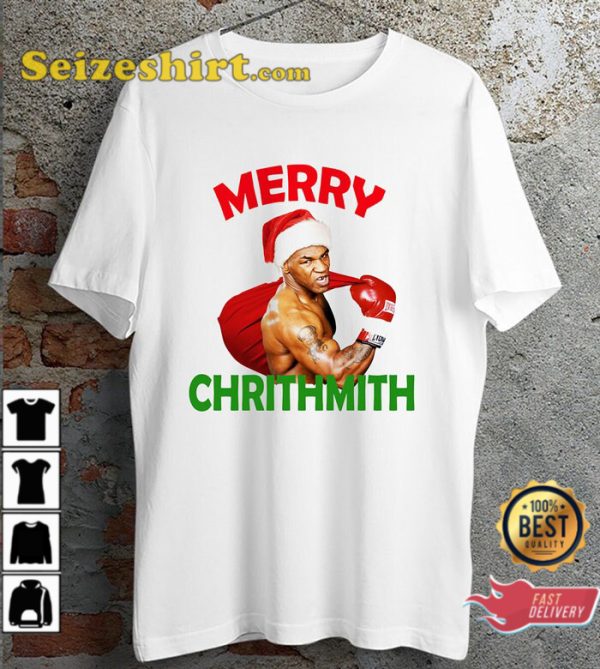 Christmas Mike Tyson Chritmith Xmax Funny Santa Claus Parody Happy Holiday T-Shirt