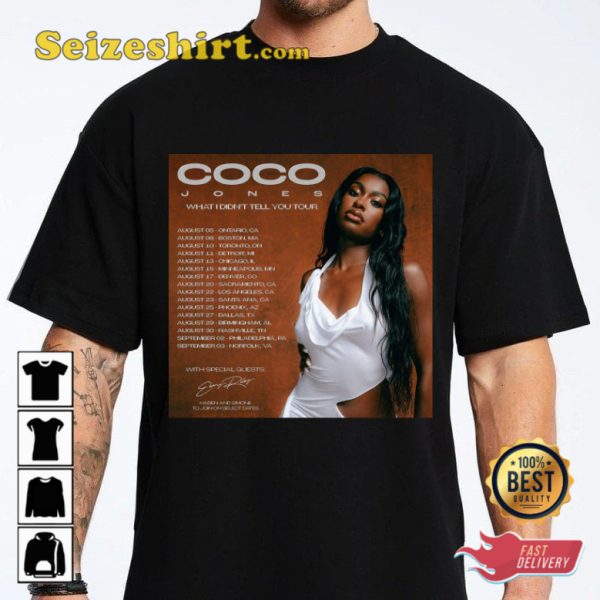 Coco Jones What I Didnt Tell You Tour 2023 Concert Fan Supporter T-Shirt