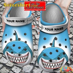 Custom Name Personalized Animal Shark Face Print Comfort Clogs