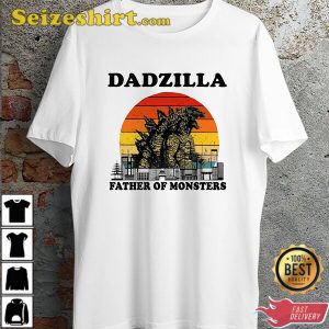 Dadzilla Father Of The Monsters Sunset Funny Daddy Gift Unisex T-Shirt