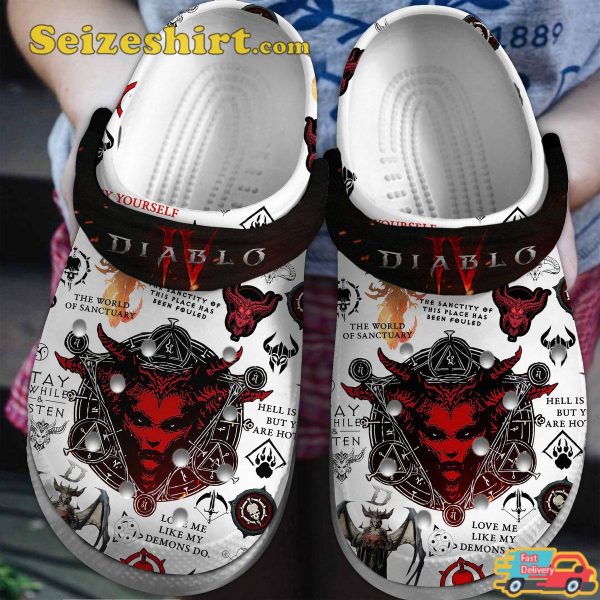 Diablo Game Dark Adventure Legendary Gaming Realm Vibes Comfort Clogs