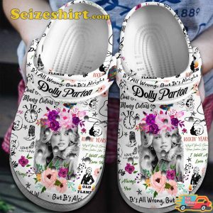 Dolly Parton Music Floral Album Designed Comfort Clogs