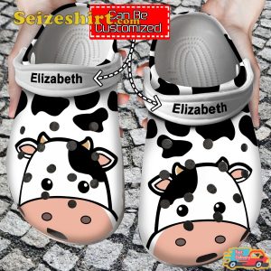 Footwearmerch Animal Cow Face Print Personalized Clogs Shoes With Your Name