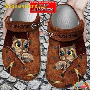 Footwearmerch Animal Owl Zipper Personalized Custom Name Comfort Clogs