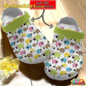 Footwearmerch Animal Print Personalized Farmer Lovely Sheeps Pattern Comfort Clogs