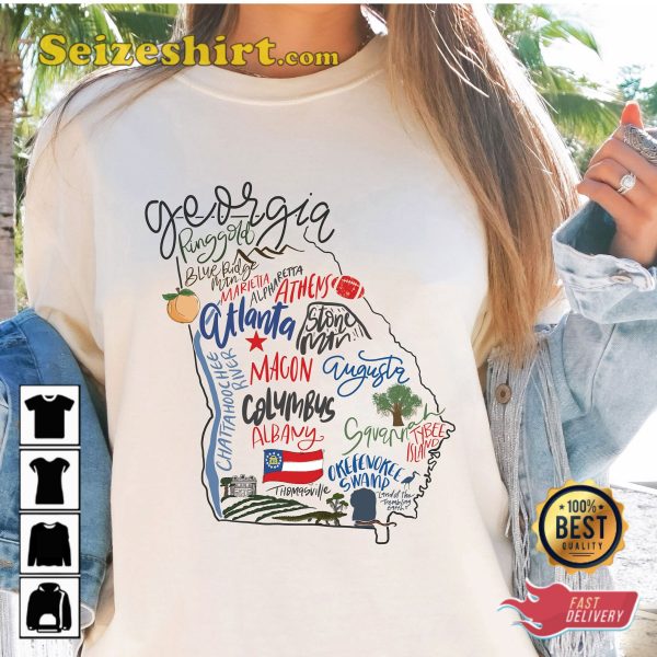 Georgia State Fan Gift Map Sweatshirt T-shirt