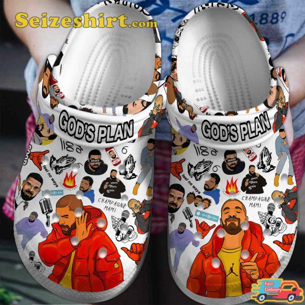 Gods Plan Drake Singer Music Champagne Papi Hip Hop Comfort Clogs
