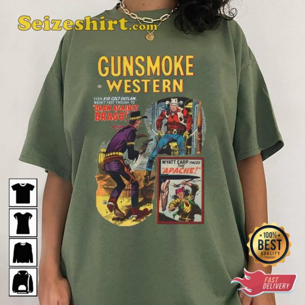 Gunsmoke TV Shoe Movie Comic Cowboy Vintage T-shirt