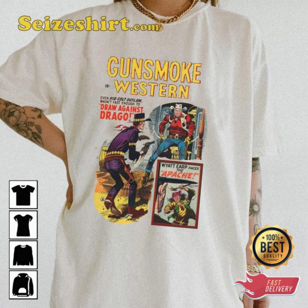 Gunsmoke TV Shoe Movie Comic Cowboy Vintage T-shirt