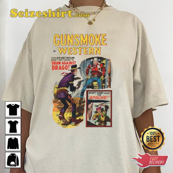 Gunsmoke TV Shoe Movie Comic Cowboy Vintage T-shirt