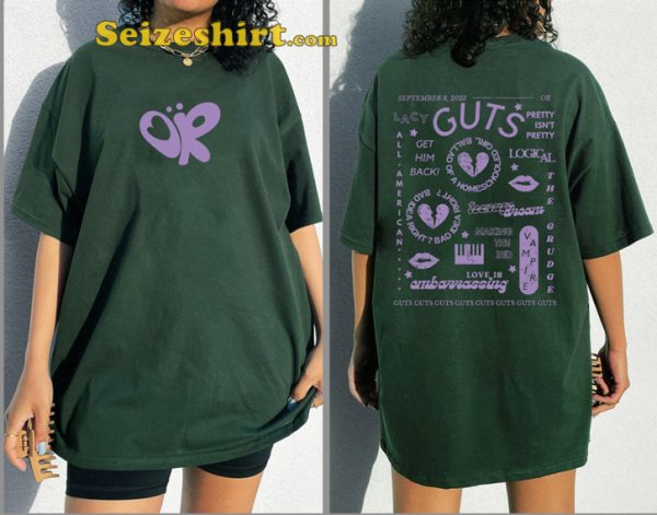 Guts Olivia Track List Aesthetic Olivia Rodrigo Fan Concert T-Shirt
