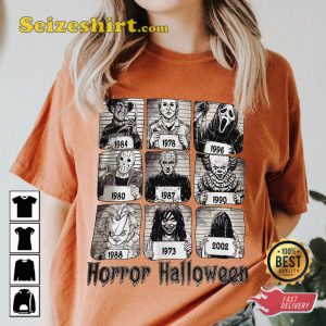 Halloween Horror Killers Mugshots Scary Spooky Halloween Costume T-Shirt