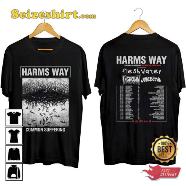 Harms Way Common Suffering Tour 2023 Silent Wolf Metal Vibes Concert T-Shirt