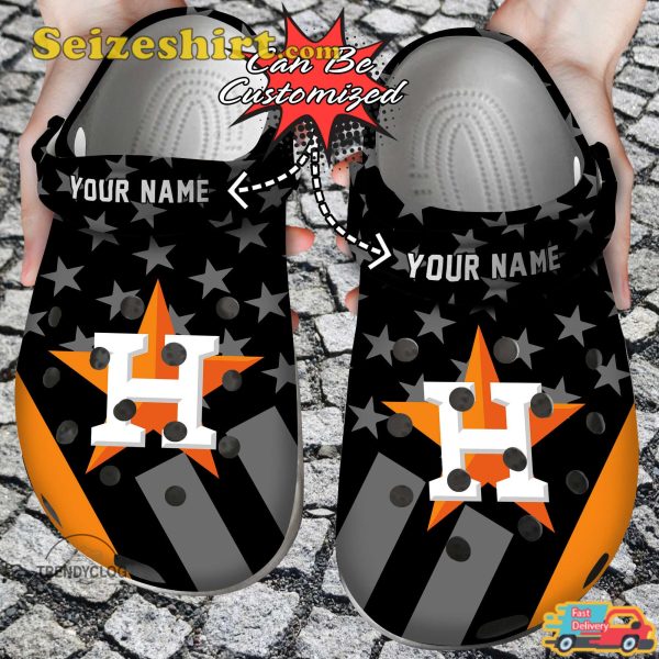 Hastros Star Flag Houston Astros Swing for Stellar Success Shooting Star Baseball Comfort Clogs