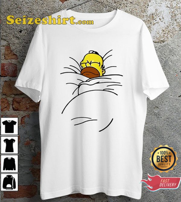 Homer Simpson Sleeping Lazy The Simpson Funny Cartoon T-Shirt