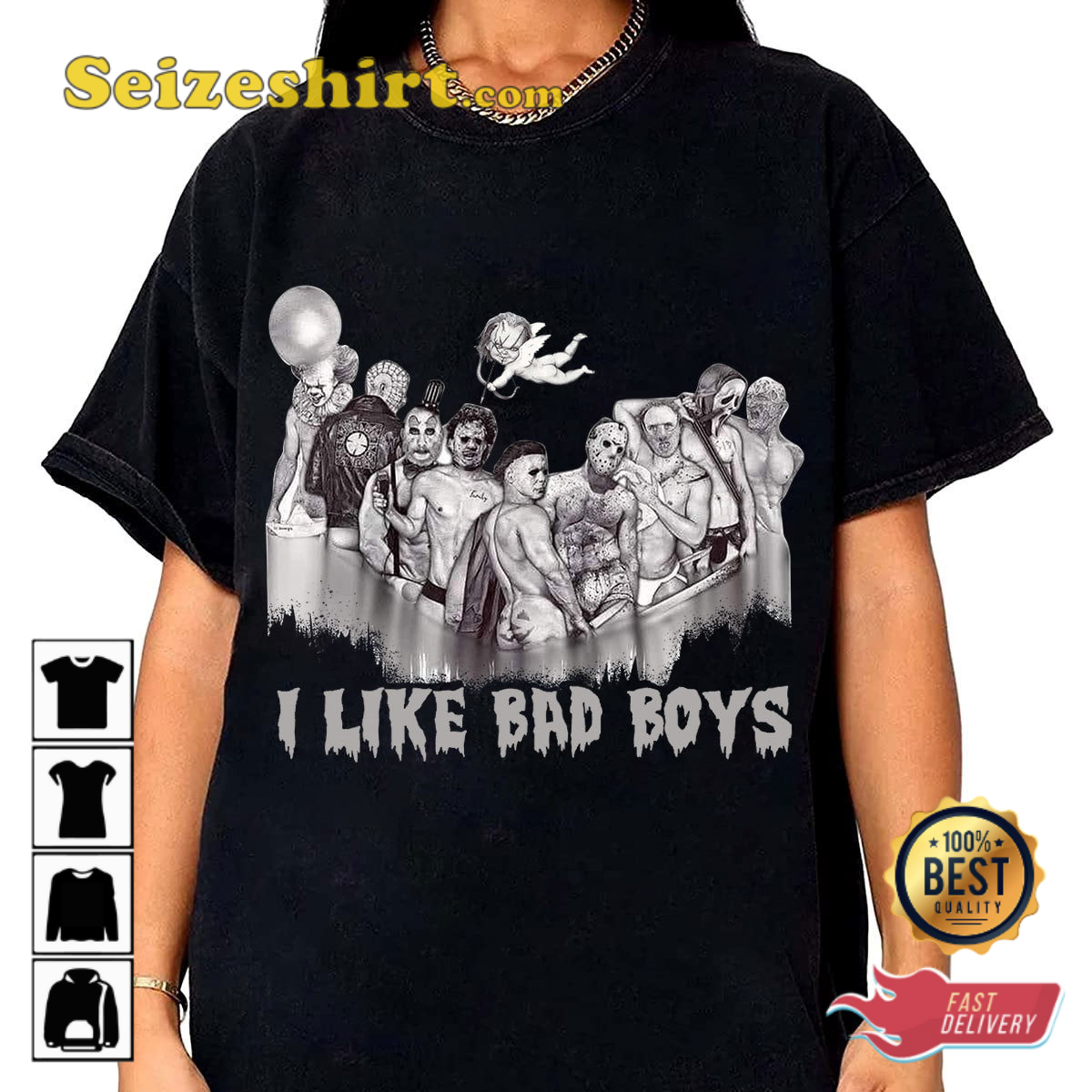 I Like Bad Boys Horror Characters Parody Movie Spooky Vibes Unisex T-Shirt