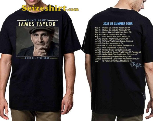 James Taylor An Evening With James Taylor His All-star Band Music Concert Tee
