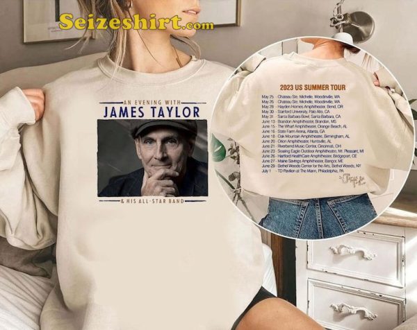 James Taylor An Evening With James Taylor His All-star Band Music Concert Tee