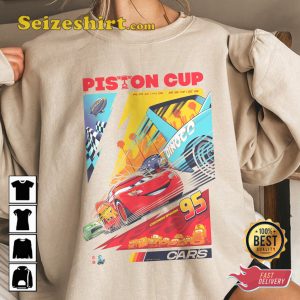 Lightning Mcqueen Piston Cup Comfort Colors Car Disney Cartoon T-Shirt