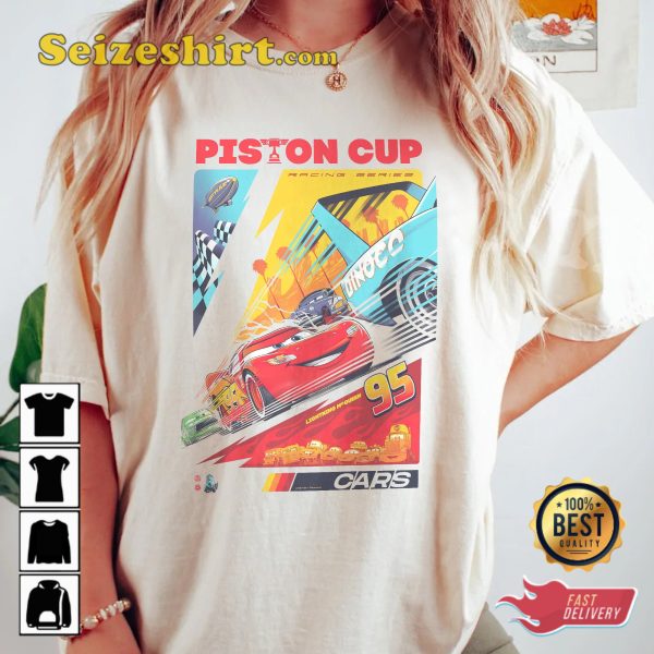 Lightning Mcqueen Piston Cup Comfort Colors Car Disney Cartoon T-Shirt