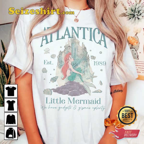 Little Mermaid Ariel Atlantica Est 1989 Disney Cartoon T-Shirt