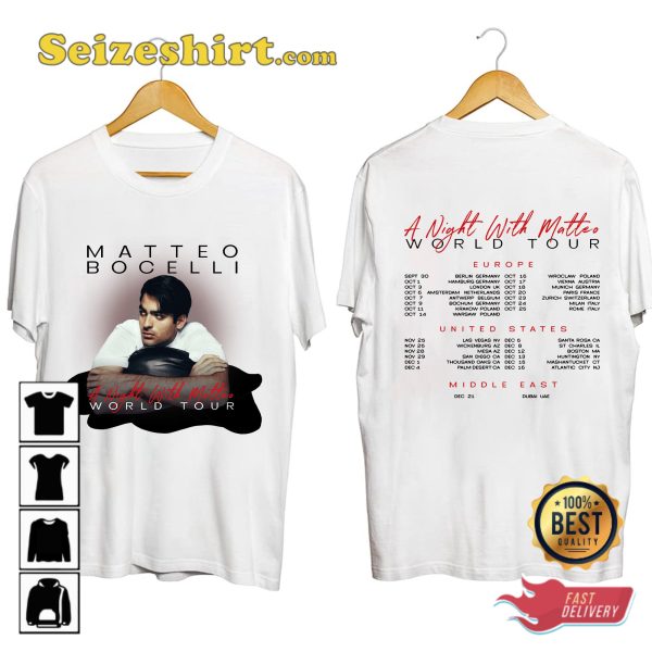 Matteo Bocelli A Night With Matteo World Tour 2023 T-shirt