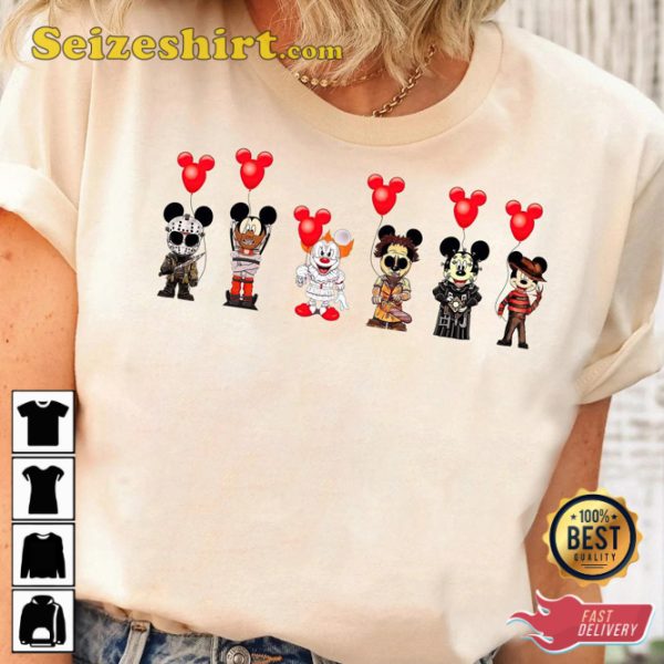 Mickey Horror Horror Characters Halloween Gift Disney T-shirt