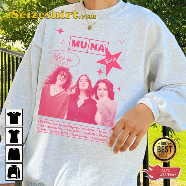 Muna Band Feat Phoebe Bridgers Life is So Fun Tour 2023 Concert T-Shirt