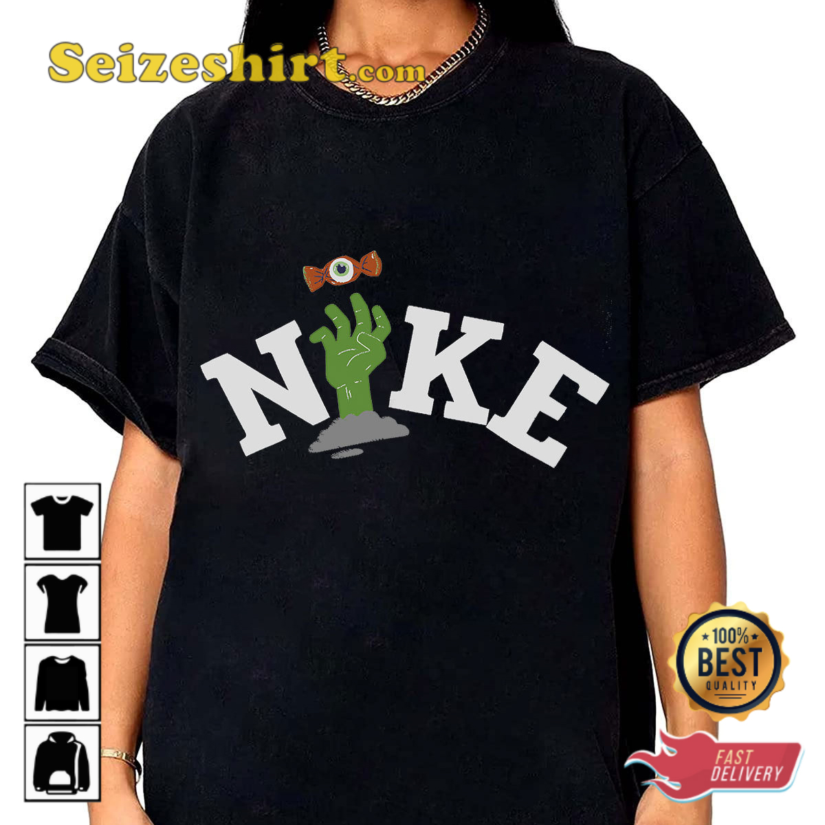 N1ke Swoosh Inspired Halloween Style Frankenstein Spooky Costume T-Shirtjpg