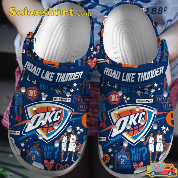 Oklahoma City Thunder Nba Sport Road Like Thunder Go Go Supporter Comfort Clogs