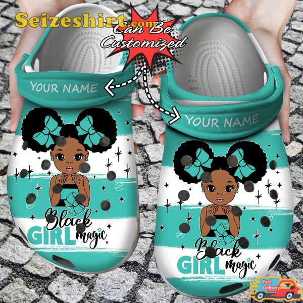 Personalized Afro Girl Custom Name Black Girl Magic Comfort Clogs