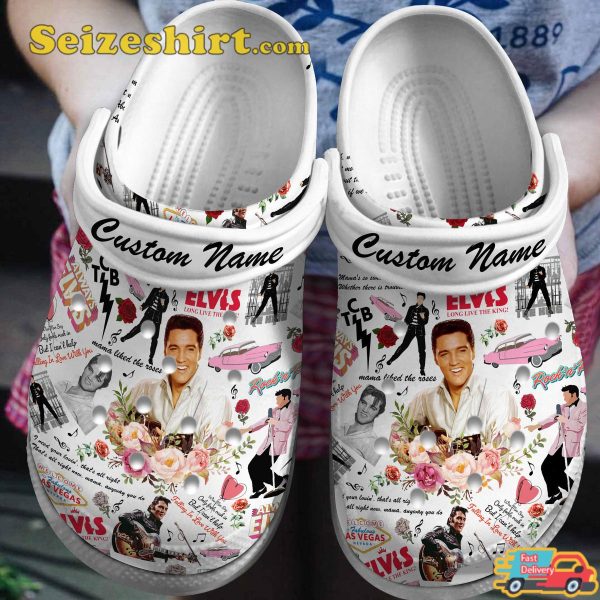 Personalized Elvis Singer Music Custom Name Comfort Clogs