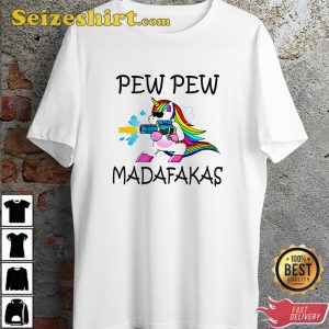 Pew Pew Madafakas Funny Meme Unicorn Horse Lgbt T-Shirt