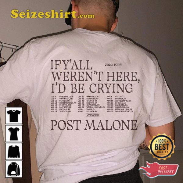 Post Malone Rapper 2023 Tour Post Malone Fan Double Sided T-Shirt