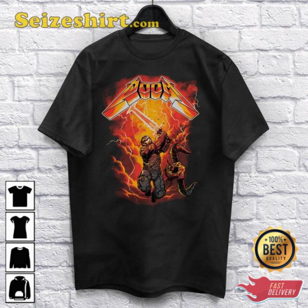 Rip the Lightning Metal Design Metalhead Demon Gaming T-Shirt