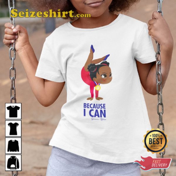 Simone Biles Kids Because I Can Team Usa Motivational T-Shirt