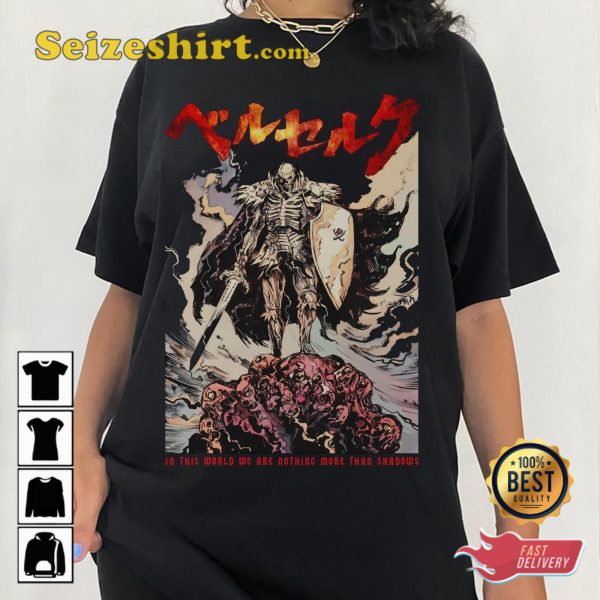 Skull Knight Warrior Anime Manga Japanese Culture Tribute T-Shirt