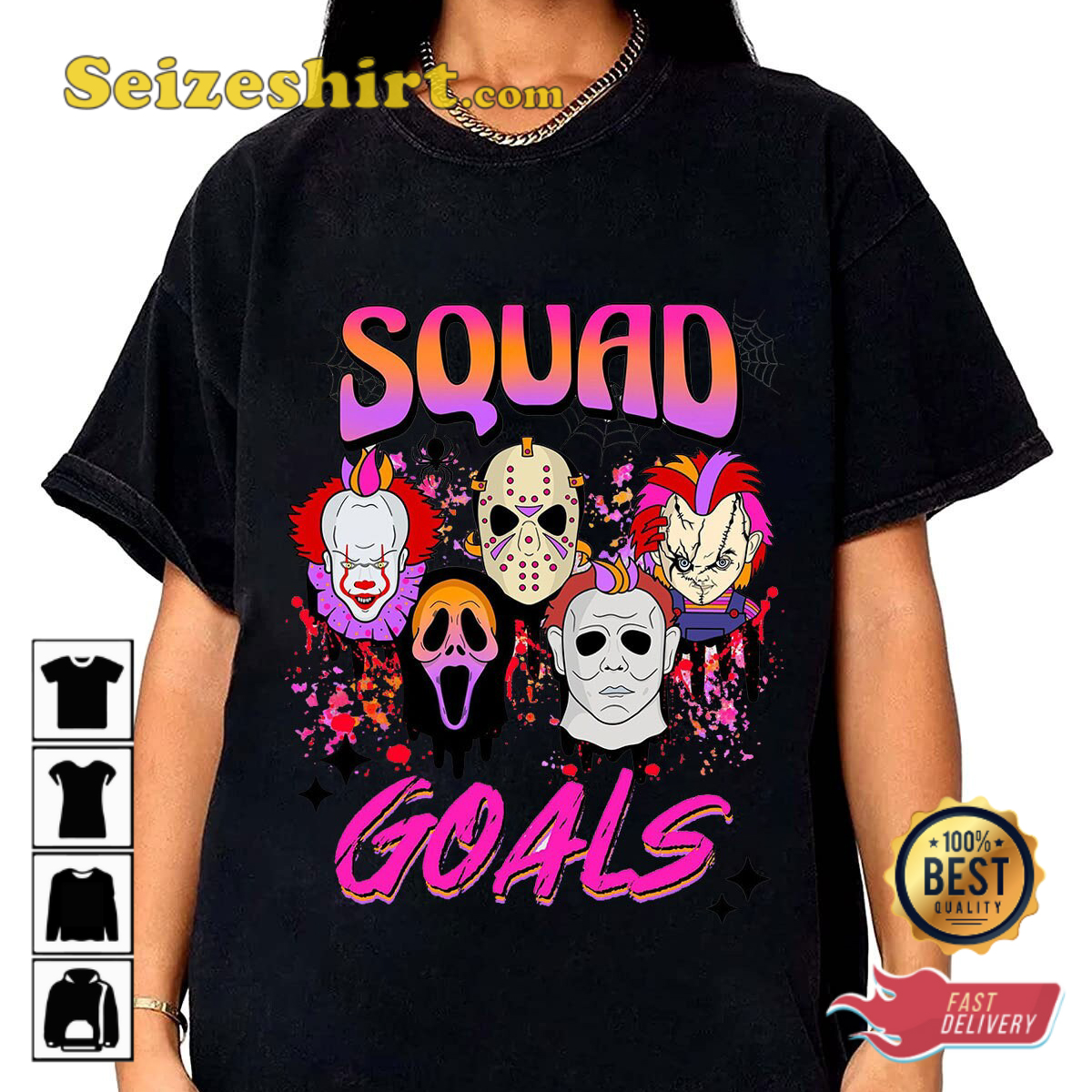 Squad Goals Horror Characters Spooky Gift Halloween Costume T-Shirt